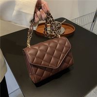 Women's Small Pu Leather Lingge Streetwear Square Magnetic Buckle Crossbody Bag main image 1