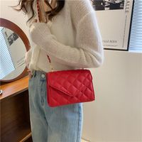 Women's Small Pu Leather Lingge Streetwear Square Magnetic Buckle Crossbody Bag main image 3