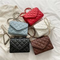 Women's Small Pu Leather Lingge Streetwear Square Magnetic Buckle Crossbody Bag main image 5