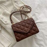 Women's Small Pu Leather Lingge Streetwear Square Magnetic Buckle Crossbody Bag sku image 5