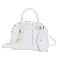 Women's Small Spring Pu Leather Stripe Solid Color Fashion Square Lock Clasp Dome Bag sku image 2