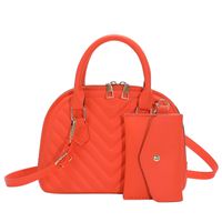 Women's Small Spring Pu Leather Stripe Solid Color Fashion Square Lock Clasp Dome Bag sku image 4