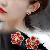 1 Pair Sweet Flower Alloy Inlay Artificial Gemstones Women's Ear Studs main image 3
