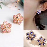 1 Pair Sweet Flower Alloy Inlay Artificial Gemstones Women's Ear Studs main image 1