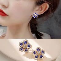 1 Pair Sweet Flower Alloy Inlay Artificial Gemstones Women's Ear Studs sku image 1