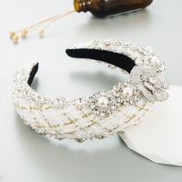 Wedding Bridal Shiny Geometric Cloth Plating Artificial Rhinestones Artificial Pearls Hair Band 1 Piece sku image 1