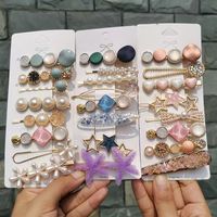Simple Style Round Imitation Pearl Patchwork Rhinestones Hair Clip main image 3