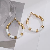 Fashion Geometric Titanium Steel Enamel Earrings 1 Pair sku image 4