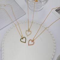 Elegant Heart Shape Stainless Steel Plating Rhinestones Pendant Necklace main image 1