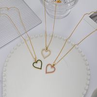 Elegant Heart Shape Stainless Steel Plating Rhinestones Pendant Necklace main image 2