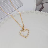 Elegant Heart Shape Stainless Steel Plating Rhinestones Pendant Necklace sku image 2