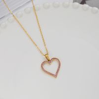Elegant Heart Shape Stainless Steel Plating Rhinestones Pendant Necklace main image 3