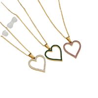 Elegant Heart Shape Stainless Steel Plating Rhinestones Pendant Necklace main image 4