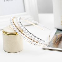 Elegante Geométrico Metal Embutido Perlas Artificiales Diamantes De Imitación Banda Para El Cabello main image 2
