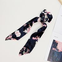 Fashion Flower Satin Printing Pleated Hair Tie 1 Piece sku image 2