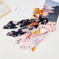 Fashion Flower Satin Printing Pleated Hair Tie 1 Piece main image 4