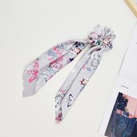 Fashion Flower Satin Printing Pleated Hair Tie 1 Piece sku image 4