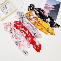 Fashion Flower Satin Printing Pleated Hair Tie 1 Piece main image 6