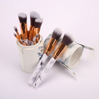 Mode Künstliche Faser Handgriff Aus Kunststoff Aluminiumrohr Makeup Bürsten 1 Satz sku image 6