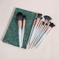 Fashion Pu Leather Artificial Fiber Plastic Handgrip Aluminum Tube Makeup Brushes 1 Set sku image 3