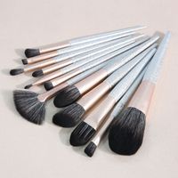 Fashion Pu Leather Artificial Fiber Plastic Handgrip Aluminum Tube Makeup Brushes 1 Set main image 4