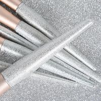 Fashion Pu Leather Artificial Fiber Plastic Handgrip Aluminum Tube Makeup Brushes 1 Set main image 2