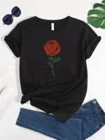 Women's T-shirt Short Sleeve T-shirts Fashion Rose main image 4