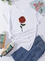 Women's T-shirt Short Sleeve T-shirts Fashion Rose main image 3