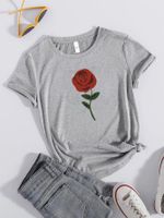 Women's T-shirt Short Sleeve T-shirts Fashion Rose main image 1