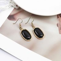 1 Pair Simple Style Rhombus Alloy Inlay Artificial Gemstones Women's Drop Earrings main image 6