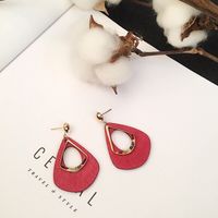 1 Pair Fashion Water Droplets Wood Hollow Out Women's Drop Earrings main image 5