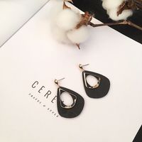 1 Pair Fashion Water Droplets Wood Hollow Out Women's Drop Earrings sku image 2