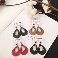 1 Pair Fashion Water Droplets Wood Hollow Out Women's Drop Earrings main image 1