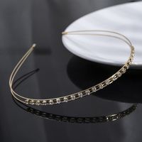 Simple Style Solid Color Metal Inlay Rhinestones Hair Band sku image 1