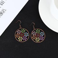 1 Pair Fashion Round Flower Alloy Patchwork Women's Drop Earrings main image 5