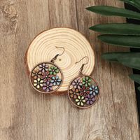 1 Pair Fashion Round Flower Alloy Patchwork Women's Drop Earrings main image 4