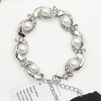 Simple Style Geometric Alloy Inlay Artificial Pearls Rhinestones Women's Bracelets sku image 2