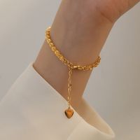 Estilo Simple Forma De Corazón Color Sólido Acero Titanio Enchapado Pulsera sku image 1