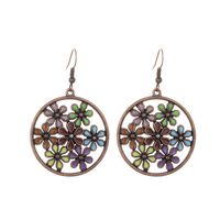 1 Pair Fashion Round Flower Alloy Patchwork Women's Drop Earrings main image 2