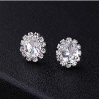 1 Pair Simple Style Flower Alloy Plating Rhinestones Women's Ear Studs sku image 7