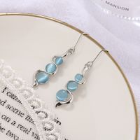 1 Pair Simple Style Water Droplets Metal Inlay Opal Women's Drop Earrings sku image 1