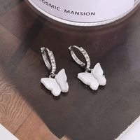 1 Pair Fashion Butterfly Arylic Alloy Inlay Rhinestones Women's Drop Earrings sku image 1