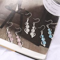 1 Pair Simple Style Water Droplets Metal Inlay Opal Women's Drop Earrings main image 4