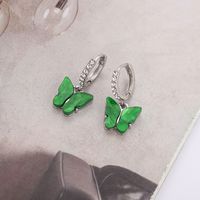 1 Pair Fashion Butterfly Arylic Alloy Inlay Rhinestones Women's Drop Earrings sku image 4