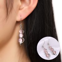 1 Pair Simple Style Water Droplets Metal Inlay Opal Women's Drop Earrings main image 1