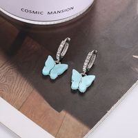 1 Pair Fashion Butterfly Arylic Alloy Inlay Rhinestones Women's Drop Earrings sku image 9