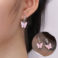 1 Pair Fashion Butterfly Arylic Alloy Inlay Rhinestones Women's Drop Earrings main image 3