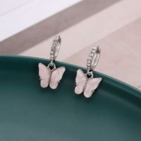 1 Pair Fashion Butterfly Arylic Alloy Inlay Rhinestones Women's Drop Earrings sku image 8