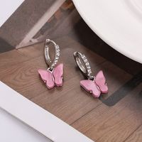 1 Pair Fashion Butterfly Arylic Alloy Inlay Rhinestones Women's Drop Earrings main image 2