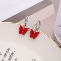 1 Pair Fashion Butterfly Arylic Alloy Inlay Rhinestones Women's Drop Earrings sku image 3